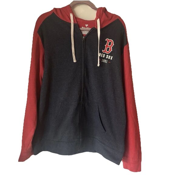 XL Fanatics Boston Red Sox Full Zip Hoodie Sweatshirt Red/Navy Blue Men's - Picture 1 of 12